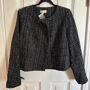 NWT Black and White Jacket by Listicle. Tweed. Elegant. Cropped jacket. Size Med